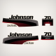 1998 JOHNSON 70 HP FOUR STROKE EFI DECAL SET
5030931,5030933, 5030937, 5030939, 5030941
4-stroke decals stickers replica Electronic Fuel Injection 