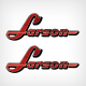 1954 1955 1956 1957 1958 Larson Lettering Decal Set
racing boats
speed boat
red larson  stickers
chrome sticker
boat hull labels
port and starboard side larson decals