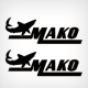 Mako Shark Logo Decal Set black combined with Silver or gold
boat decals
hull stickers 
boats graphics