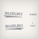 2017 2018 Suzuki 140 Hp 4 Stroke Decal Set White Models
61443-88L30 starboard Engine Stripe Decal
61453-88L30 Port Engine Stripe graphics
61422-92J30 Front sticker 
61435-92J70 Rear label (140)
77811-63J00-0PG Chrome S