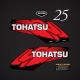 2002 and ealier Tohatsu 25hp 2-stroke decal set Red M25H