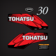 2002 and ealier Tohatsu 30 hp 2-stroke decal set Red M30H