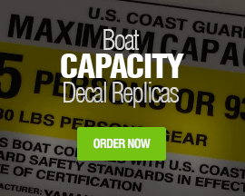 Boat Capacity decals Maximum capacities Coast Guard label sticker plate replica