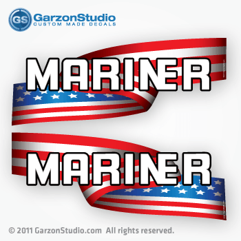 Mariner Stars and Stripes Outboard decal set U.S. FLAG | GarzonStudio.com