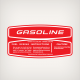 Evinrude Johnson Gasoline 6 U.S. Gallons Gas Tank Decal
GASOLINE
CAPACITY 6 U.S. GALLONS - 5 IMPERIAL GALLONS
FUEL MIXING INSTRUCTIONS
Mix one quart of oil with full tank of gasoline or one-third pint per gallon of gasoline. Use regular gasoline or ma